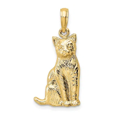 Diamond2deal 10k Yellow Gold Textured Sitting Cat Charm