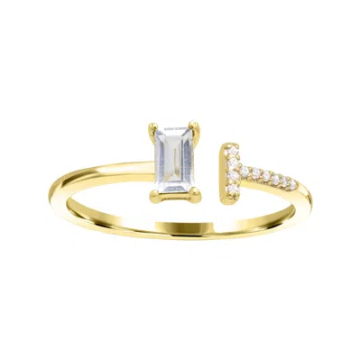 Diamond2deal 10k Yellow Gold White Topaz And Diamond Engagement Ring ( 0.35ct)