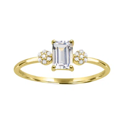 Diamond2deal 10k Yellow Gold White Topaz And Diamond Engagement Ring ( 0.60ct)