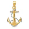 Diamond2deal 10k Yellow Gold Yg Rhodium Anchor Rope Pendant In Yellow