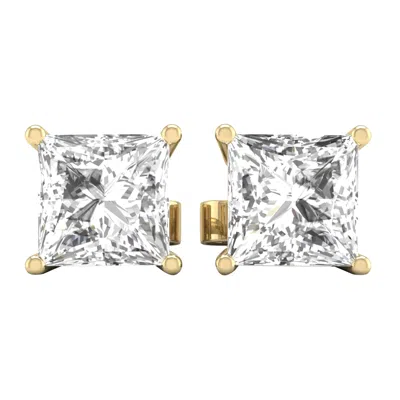 Diamond2deal 14k Gold 0.50ct Princess Lab Grown Diamond Solitaire Stud Earrings In Neutral