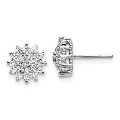 Diamond2deal 14k Gold 0.55 Ct Lab Grown Diamond Cluster Stud Earrings Vs Clarity, G-h Color In Yellow