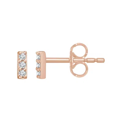 Diamond2deal 14k Gold .05ct Lab-grown Diamond Bar Stud Earrings Clarity Si, Color G-h In Pink