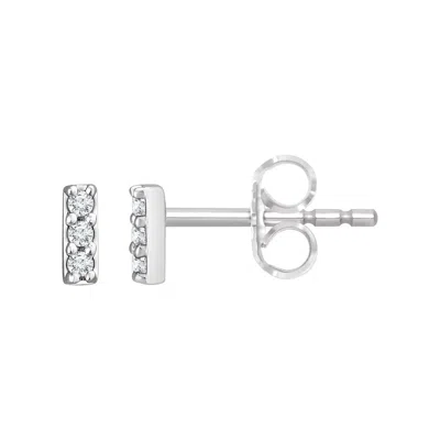 Diamond2deal 14k Gold .05ct Lab-grown Diamond Bar Stud Earrings Clarity Si, Color G-h In White