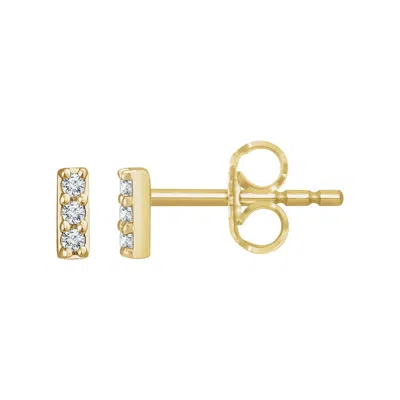 Diamond2deal 14k Gold .05ct Lab-grown Diamond Bar Stud Earrings Clarity Si, Color G-h In Yellow