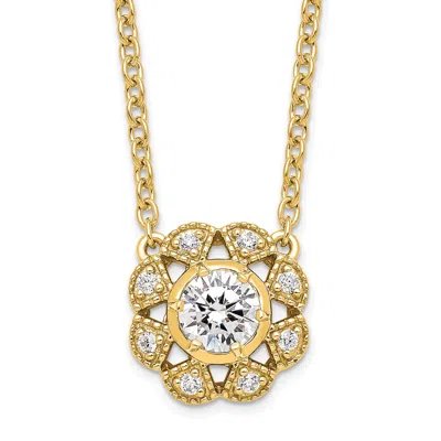 Diamond2deal 14k Gold 0.60 Ct Lab Grown Diamond Pendant Necklace 18" Clarity Vs, Color D-e In Yellow