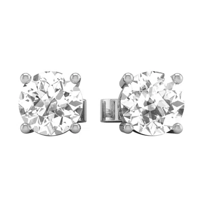 Diamond2deal 14k Gold 0.75ct Round Lab Grown Diamond Solitaire Stud Earrings In Metallic