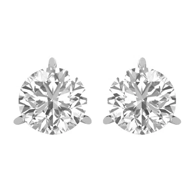Diamond2deal 14k Gold 0.75ct Round Lab Grown Diamond Stud Earrings 3 Prong In Silver