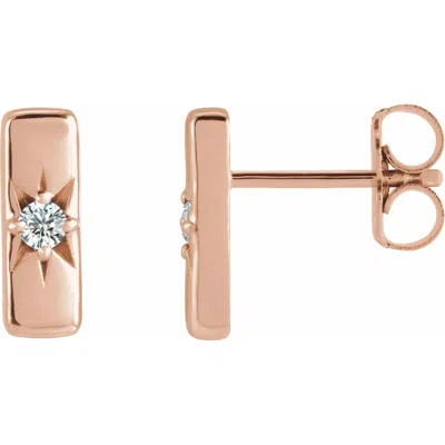 Diamond2deal 14k Gold .07ct Lab-grown Diamond Bar Stud Earrings Clarity Si, Color G-h In Pink