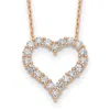 Diamond2deal 14k Gold 1 1/2 Ct Lab Grown Diamond Open Heart Pendant Necklace 18" Clarity Vs, Color D-e In Pink