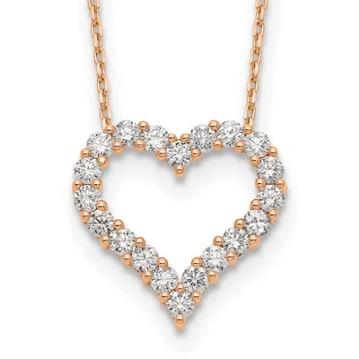 Diamond2deal 14k Gold 1 1/2 Ct Lab Grown Diamond Open Heart Pendant Necklace 18" Clarity Vs, Color D-e In Pink