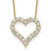 Diamond2deal 14k Gold 1 1/2 Ct Lab Grown Diamond Open Heart Pendant Necklace 18" Clarity Vs, Color D-e In Yellow