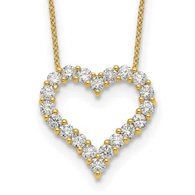 Diamond2deal 14k Gold 1 1/2 Ct Lab Grown Diamond Open Heart Pendant Necklace 18" Clarity Vs, Color D-e In Yellow