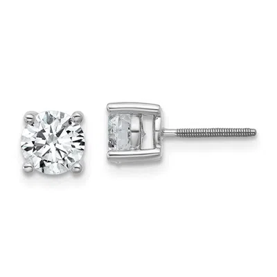 Diamond2deal 14k Gold 1 1/2 Ct Round Lab Grown Diamond Stud Earrings Screw Back Vs Clarity, G-h Color In White