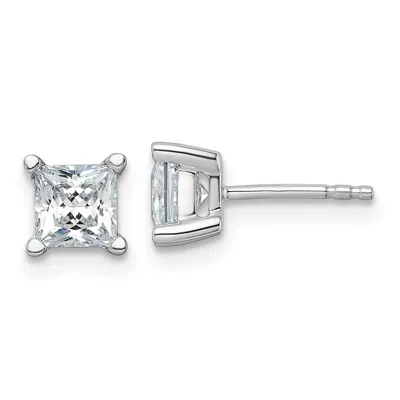 Diamond2deal 14k Gold 1 1/2 Ctw Princess Lab Grown Diamond Stud Earrings In White