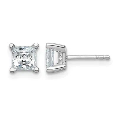 Diamond2deal 14k Gold 1 1/2 Ctw Princess Lab Grown Diamond Stud Earrings In Pattern