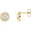 Diamond2deal 14k Gold 1 1/3ct Lab-grown Diamond Halo Stud Earrings Clarity Si, Color G-h In Yellow