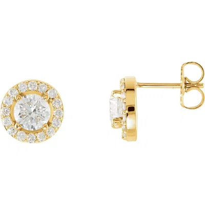 Diamond2deal 14k Gold 1 1/3ct Lab-grown Diamond Halo Stud Earrings Clarity Si, Color G-h In Yellow