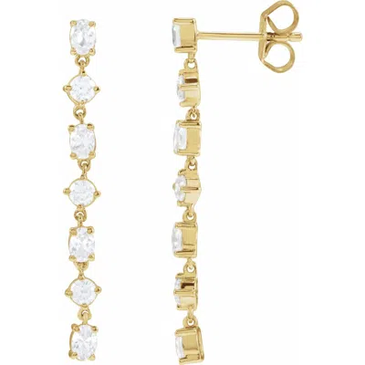 Diamond2deal 14k Gold 1 1/5ct Lab-grown Diamond Dangle Earrings Clarity Si, Color G-h In Yellow