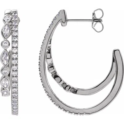 Diamond2deal 14k Gold 1 1/5ct Lab-grown Diamond Hoop Earrings Clarity I1, Color G-h In White