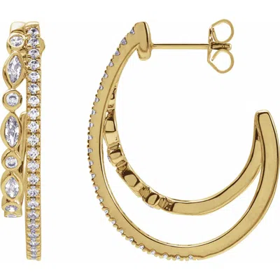 Diamond2deal 14k Gold 1 1/5ct Lab-grown Diamond Hoop Earrings Clarity I1, Color G-h In Yellow