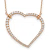 Diamond2deal 14k Gold 1 3/4 Ct Lab Grown Diamond Open Heart Necklace 18" Clarity Vs, Color D-e In Pink