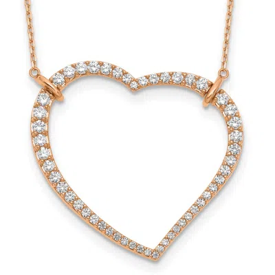 Diamond2deal 14k Gold 1 3/4 Ct Lab Grown Diamond Open Heart Necklace 18" Clarity Vs, Color D-e In Pink
