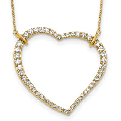 Diamond2deal 14k Gold 1 3/4 Ct Lab Grown Diamond Open Heart Necklace 18" Clarity Vs, Color D-e In Yellow
