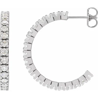 Diamond2deal 14k Gold 1 5/8ct Lab-grown Diamond Hoop Earrings Clarity Si, Color G-h In White