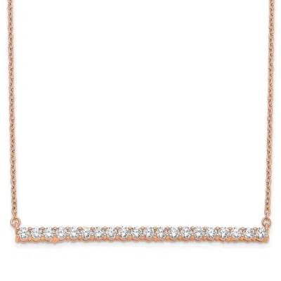 Diamond2deal 14k Gold 1 Ct Lab Grown Diamond Bar Pendant Necklace Clarity Vs, Color G-h In Pink