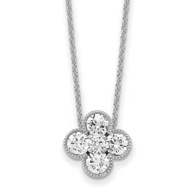 Diamond2deal 14k Gold 1 Ct Lab Grown Diamond Bloom Floral Pendant Necklace 18" In White