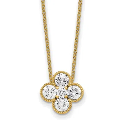 Diamond2deal 14k Gold 1 Ct Lab Grown Diamond Bloom Floral Pendant Necklace 18" In Yellow