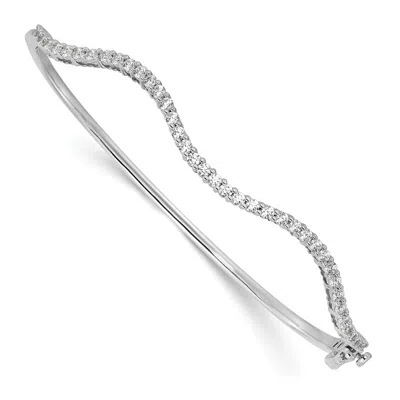 Diamond2deal 14k Gold 1 Ct Lab Grown Diamond Fancy Wavy Bangle Bracelet In White