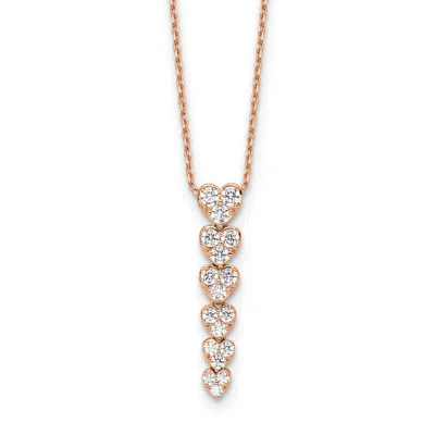 Diamond2deal 14k Gold 1 Ct Lab Grown Diamond Heart Pendant Necklace 18" Clarity Vs, Color D-e In Pink