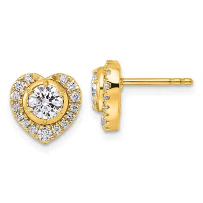 Diamond2deal 14k Gold 1 Ct Lab Grown Diamond Heart Stud Earrings Vs Clarity, D-e Color In White