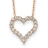 Diamond2deal 14k Gold 1 Ct Lab Grown Diamond Open Heart Pendant Necklace 18" Clarity Vs, Color D-e In Pink