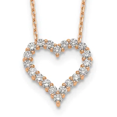 Diamond2deal 14k Gold 1 Ct Lab Grown Diamond Open Heart Pendant Necklace 18" Clarity Vs, Color D-e In Pink