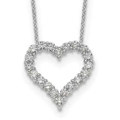 Diamond2deal 14k Gold 1 Ct Lab Grown Diamond Open Heart Pendant Necklace 18" Clarity Vs, Color D-e In White
