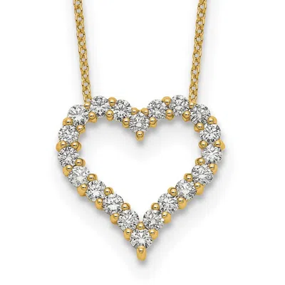 Diamond2deal 14k Gold 1 Ct Lab Grown Diamond Open Heart Pendant Necklace 18" Clarity Vs, Color D-e In Yellow