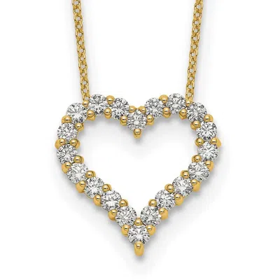 Diamond2deal 14k Gold 1 Ct Lab Grown Diamond Open Heart Pendant Necklace 18" Clarity Vs, Color D-e In Multi