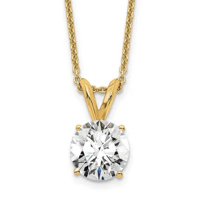 Diamond2deal 14k Gold 1 Ct Lab Grown Diamond Round Solitaire Pendant Necklace 18" In Yellow