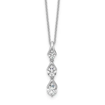 Diamond2deal 14k Gold 1 Ct Lab Grown Diamond Three Stone Pendant Necklace 18" Clarity Vs, Color D-e In White