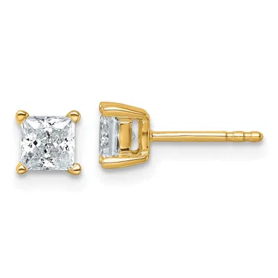 Diamond2deal 14k Gold 1 Ct Princess Lab Grown Diamond Stud Earrings Vs Clarity, D-e Color In White