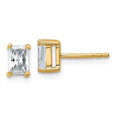 Diamond2deal 14k Gold 1 Ct Radiant Lab Grown Diamond Stud Earrings Vs Clarity, D-e Color In Yellow