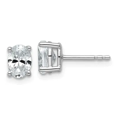 Diamond2deal 14k Gold 1 Ctw Lab Grown Diamond Oval Stud Earrings In White