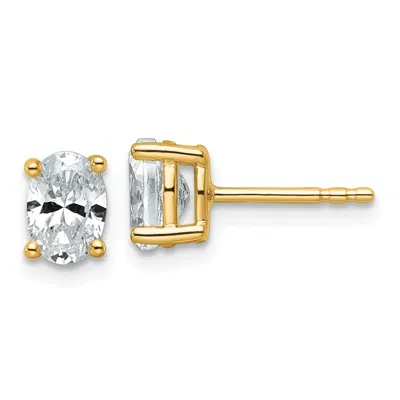 Diamond2deal 14k Gold 1 Ctw Lab Grown Diamond Oval Stud Earrings In Yellow