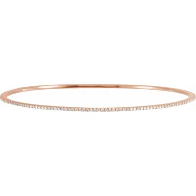 Diamond2deal 14k Gold 1 Ctw Lab-grown Diamond Stackable Bangle Bracelet 8" In Pink