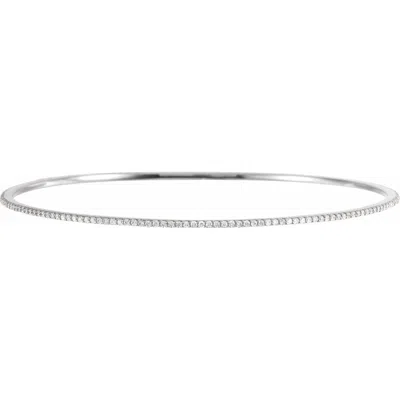 Diamond2deal 14k Gold 1 Ctw Lab-grown Diamond Stackable Bangle Bracelet 8" In White