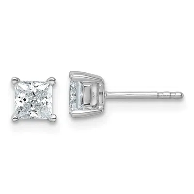 Diamond2deal 14k Gold 1 Ctw Princess Lab Grown Diamond Stud Earrings In White