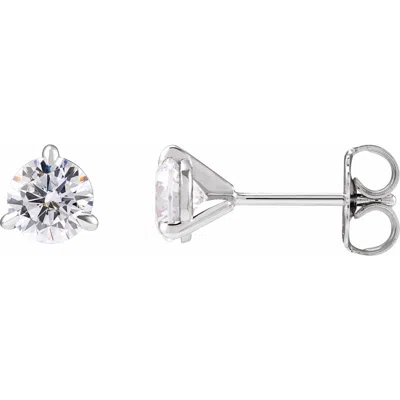 Diamond2deal 14k Gold 1 Lab-grown Diamond Cocktail Stud Earrings Clarity Si, Color G-h In White